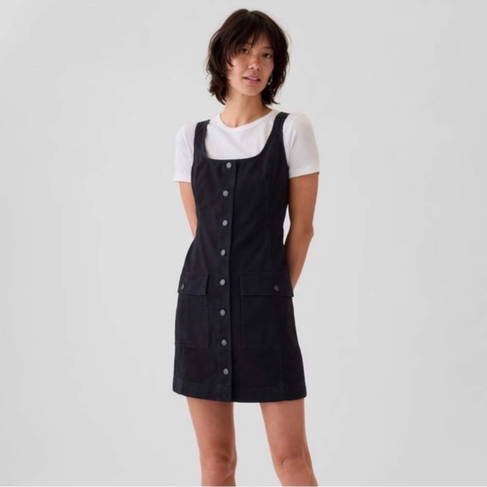 Gap Utility Black Denim Cargo Dress